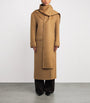Sandro Paris Beige Wool Scarf-Detail Coat