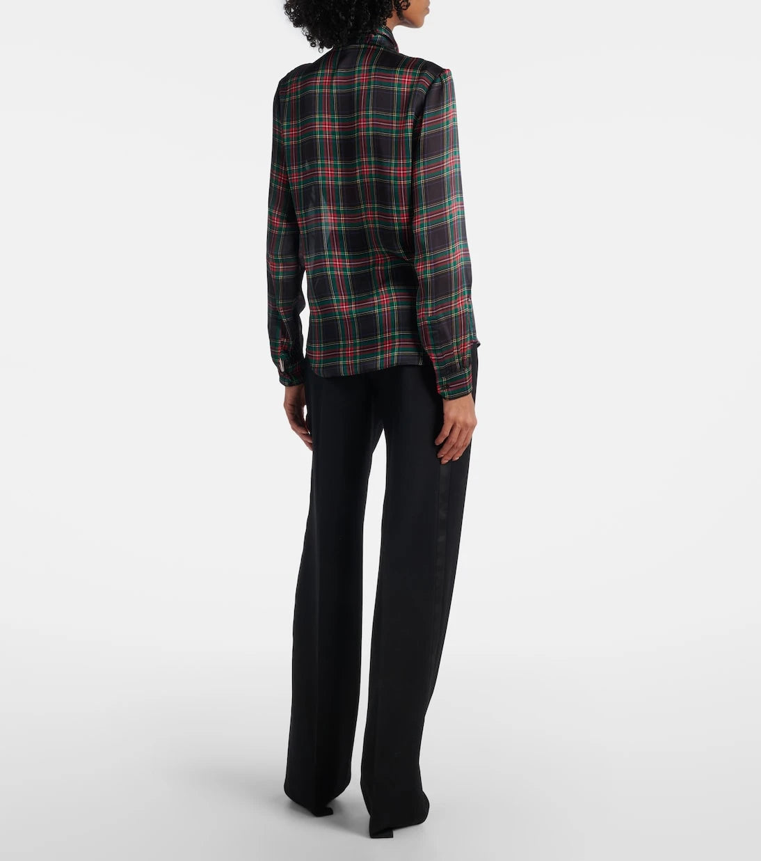 سان لوران - بلوزة حرير كاروهات