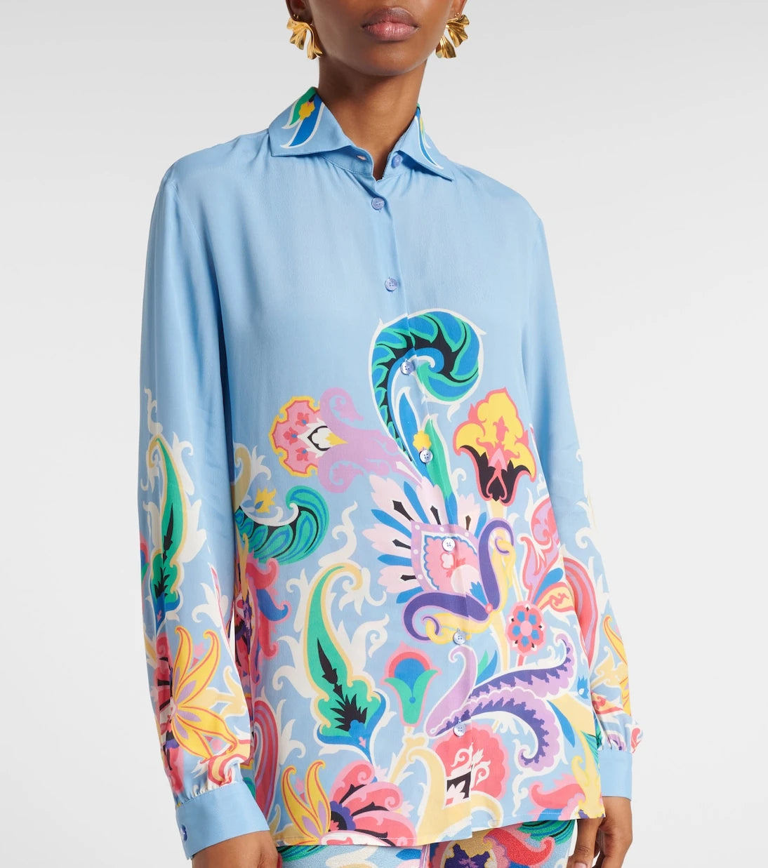 Etro - قميص من الساتان المطبوع