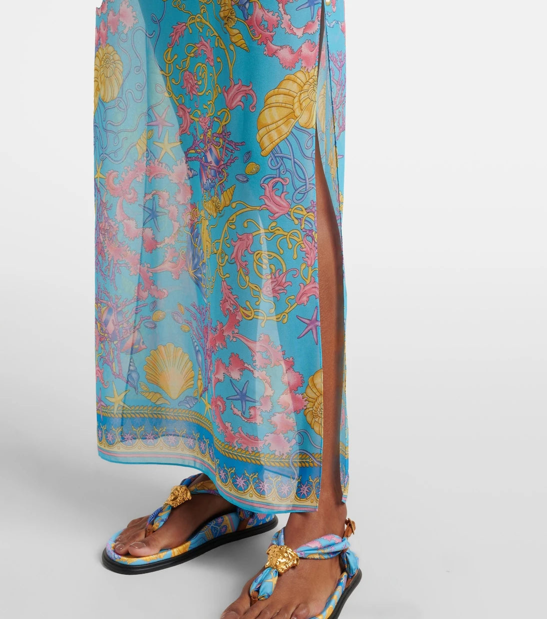 Versace - Printed cutout semi-sheer maxi dress