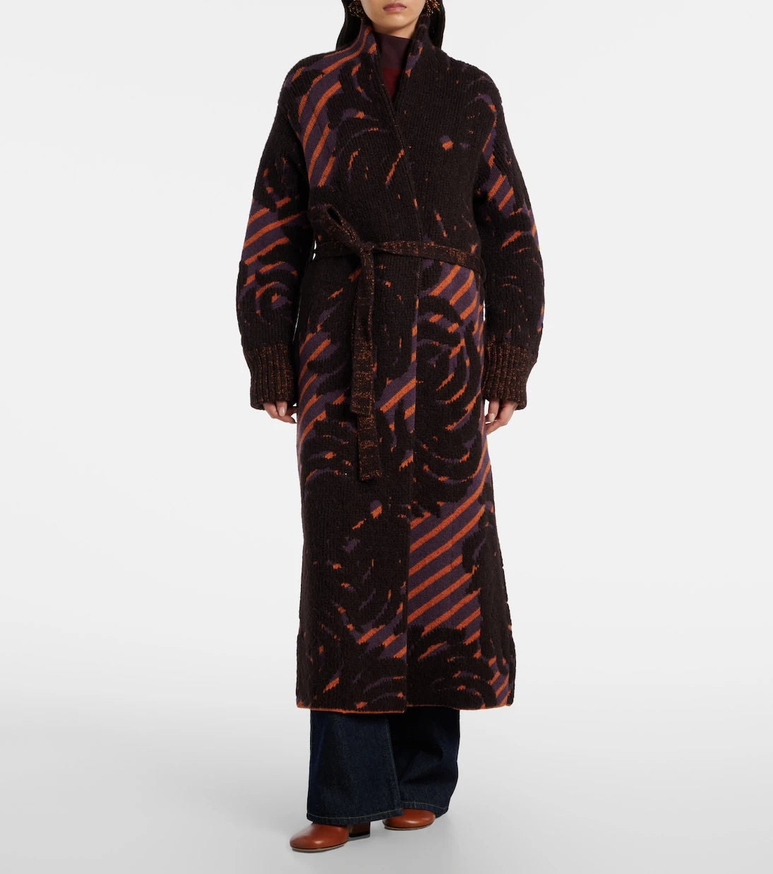 Dries Van Noten - Wool and alpaca-blend jacquard wrap coat