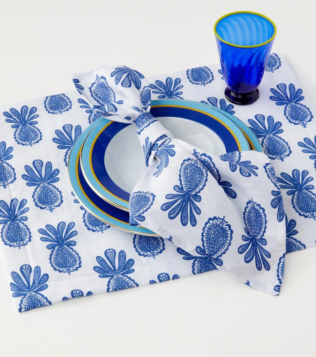 La DoubleJ - Pineapple Blu set of two tablemats