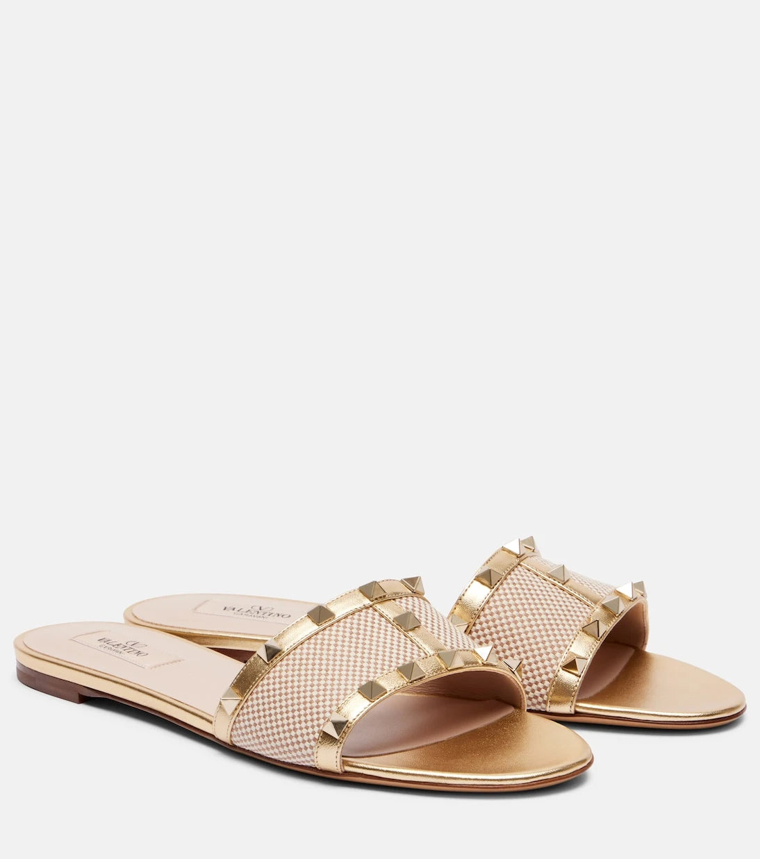 Valentino Garavani - Rockstud leather-trimmed slides