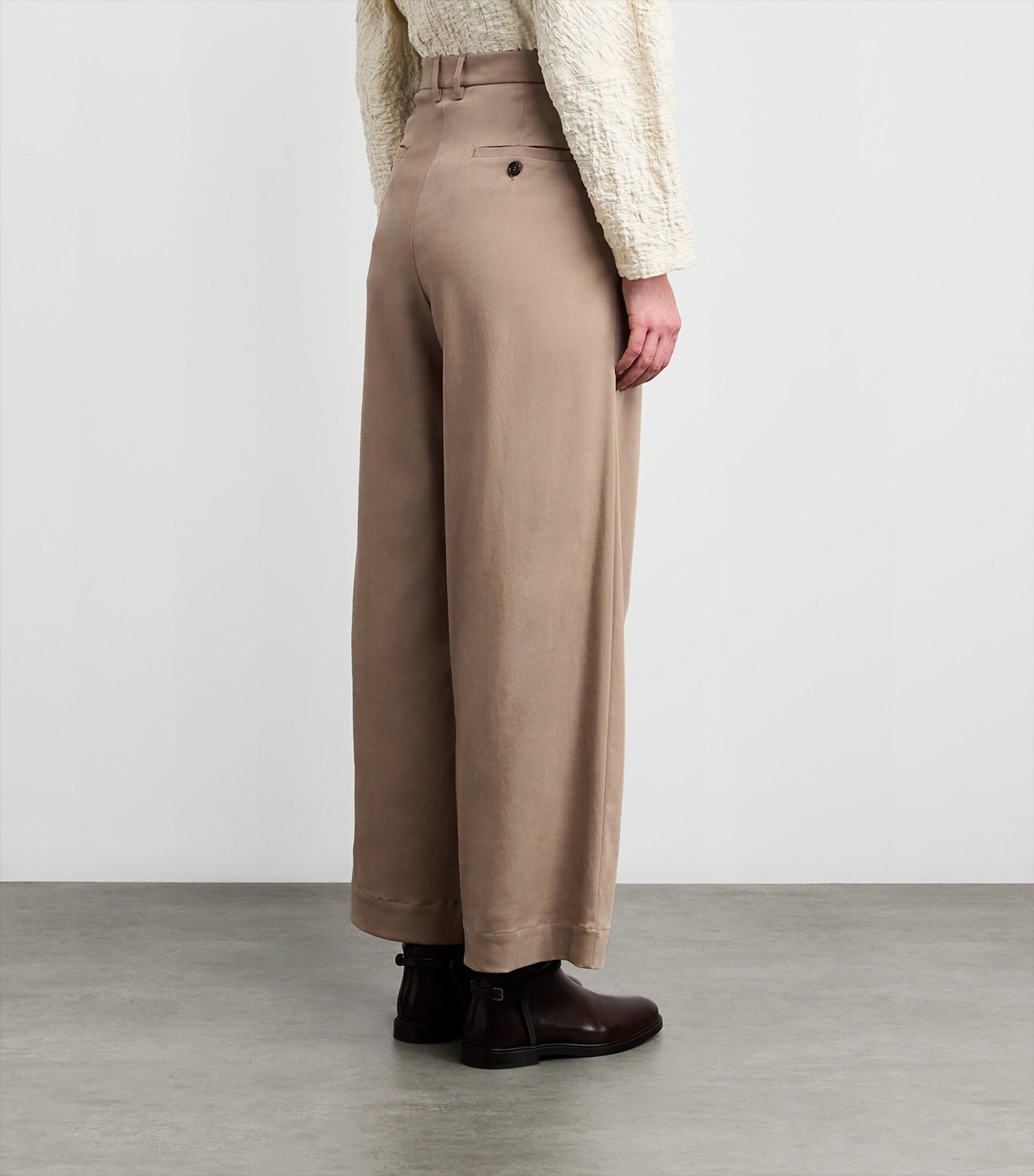 Stretch-Drill Wide-Leg Trousers