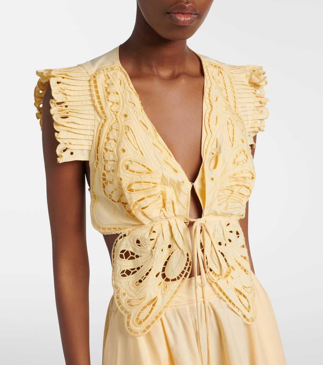 Farm Rio - Broderie anglaise cotton crop top