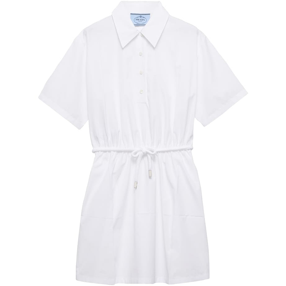 Prada White Cotton Poplin Mini Shirt Dress