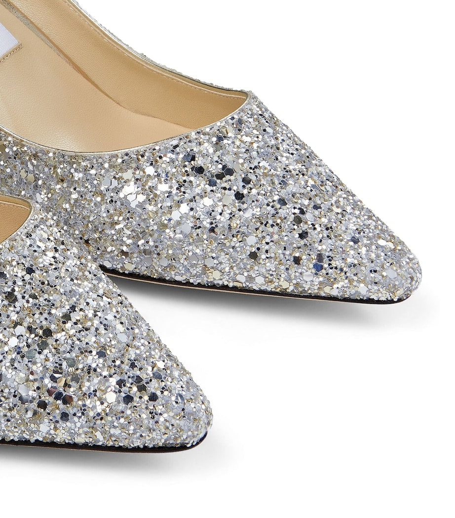Jimmy Choo Neutral Romy 60 Glitter Pumps