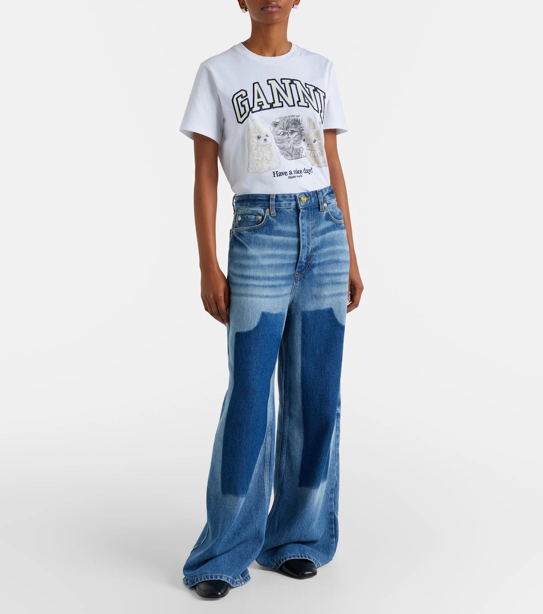 Ganni - High-rise wide-leg jeans