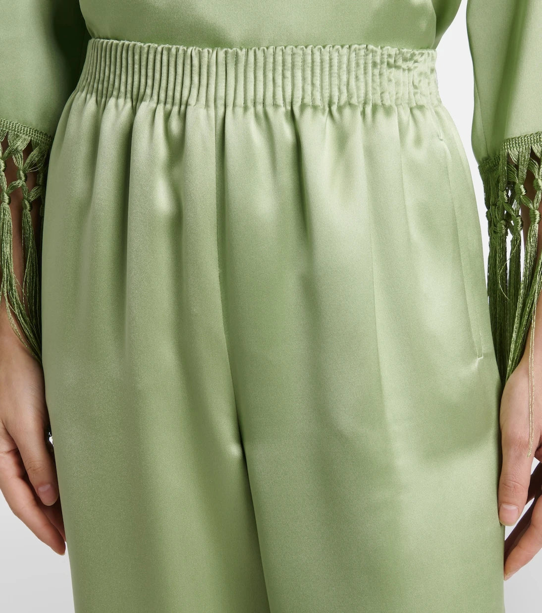 Valentino - High-rise silk duchesse wide-leg pants
