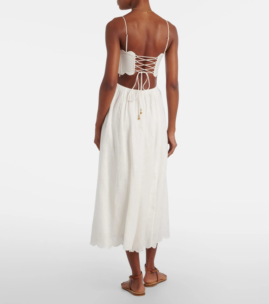Zimmermann - Rhiannon scalloped linen midi dress
