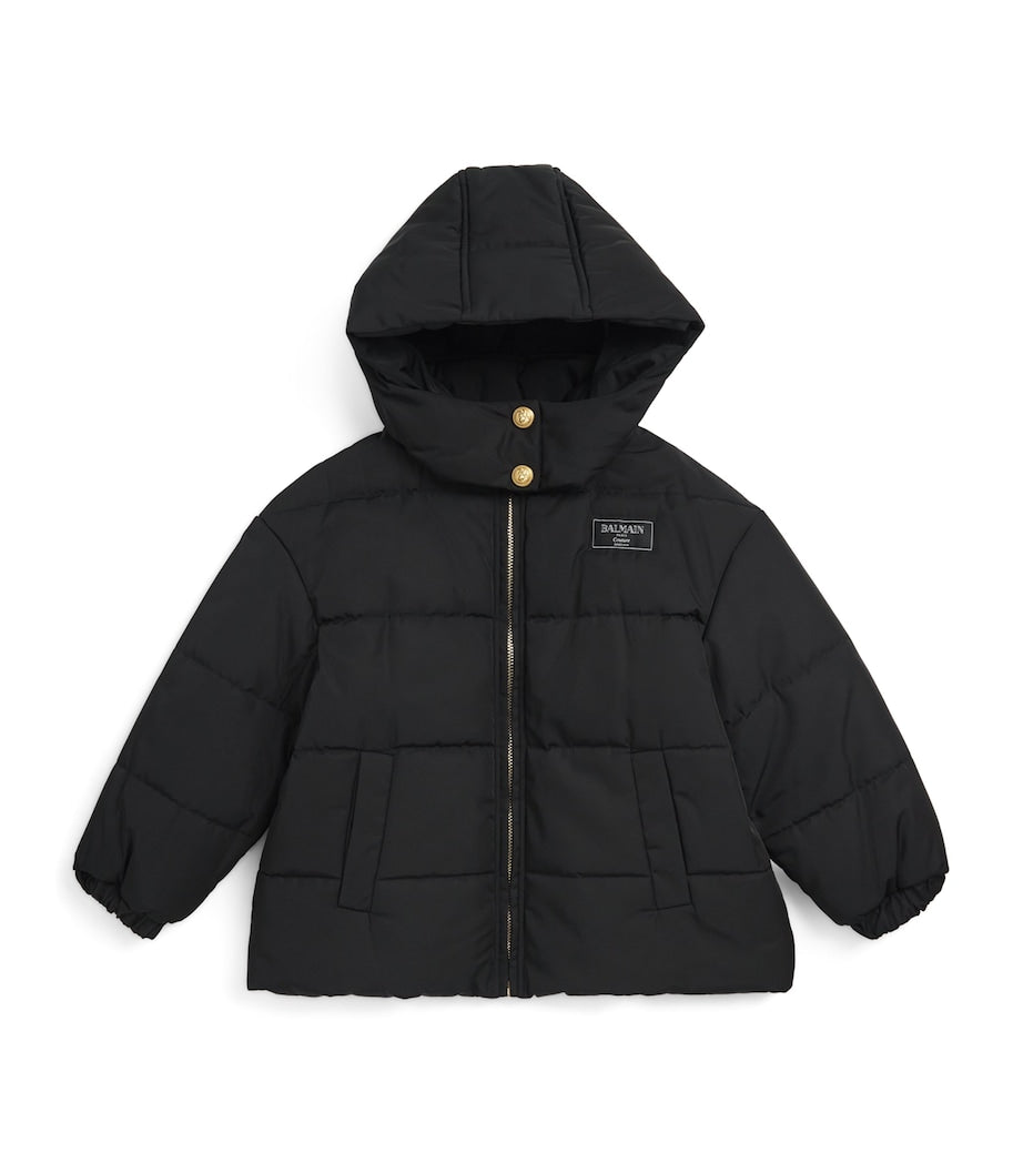 Balmain Kids Hooded Label-Detail Puffer Jacket (8-14 Years)