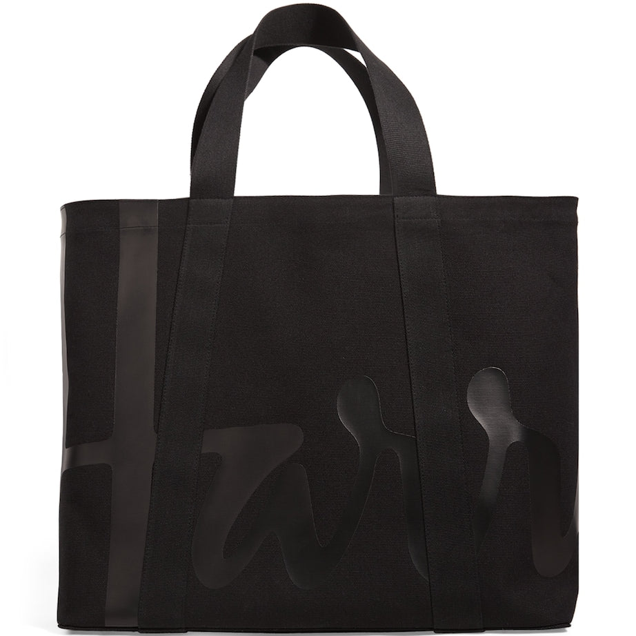 Harrods Black Large Cotton Logo Tote Bag
