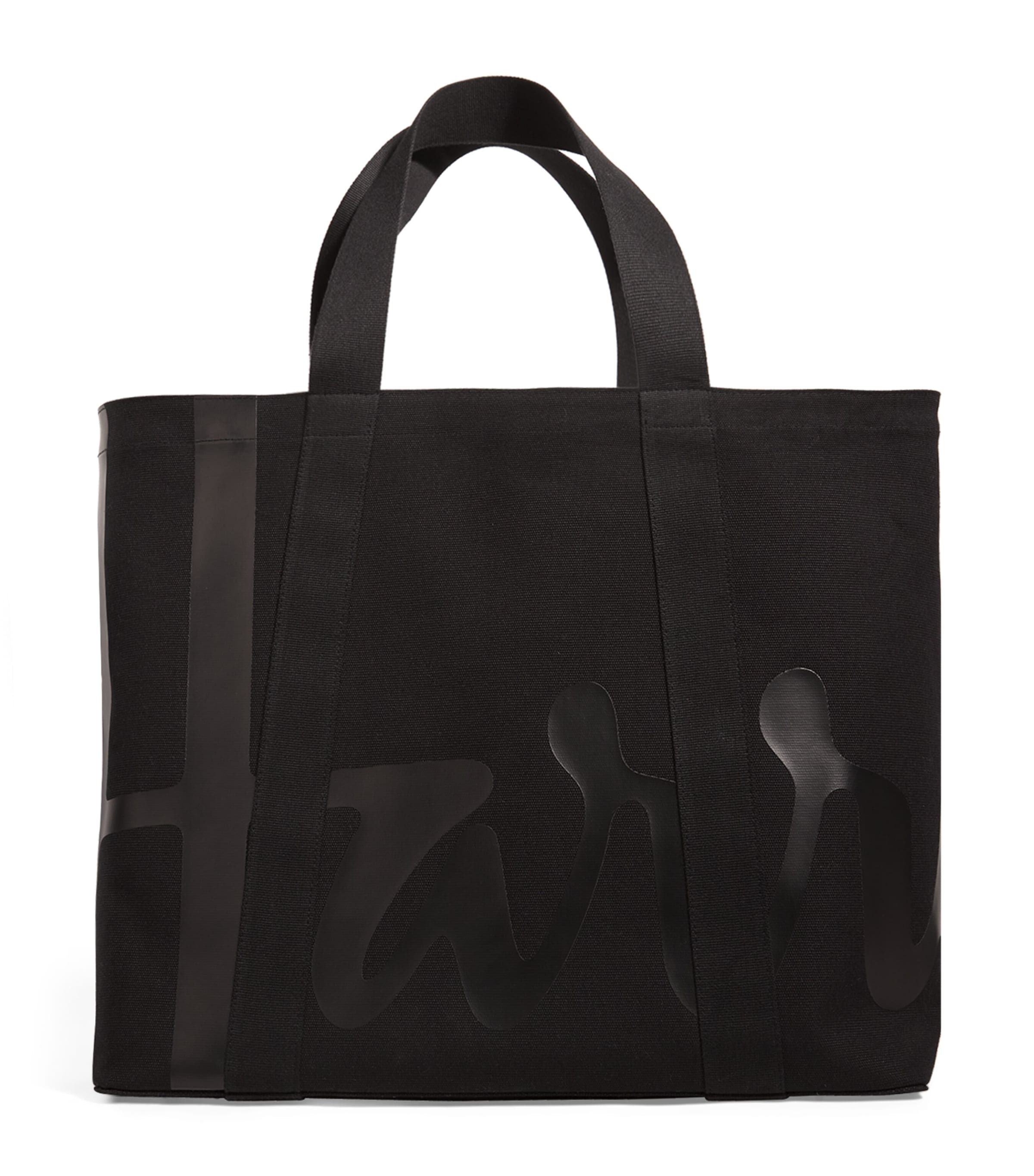 Harrods Black Large Cotton Logo Tote Bag