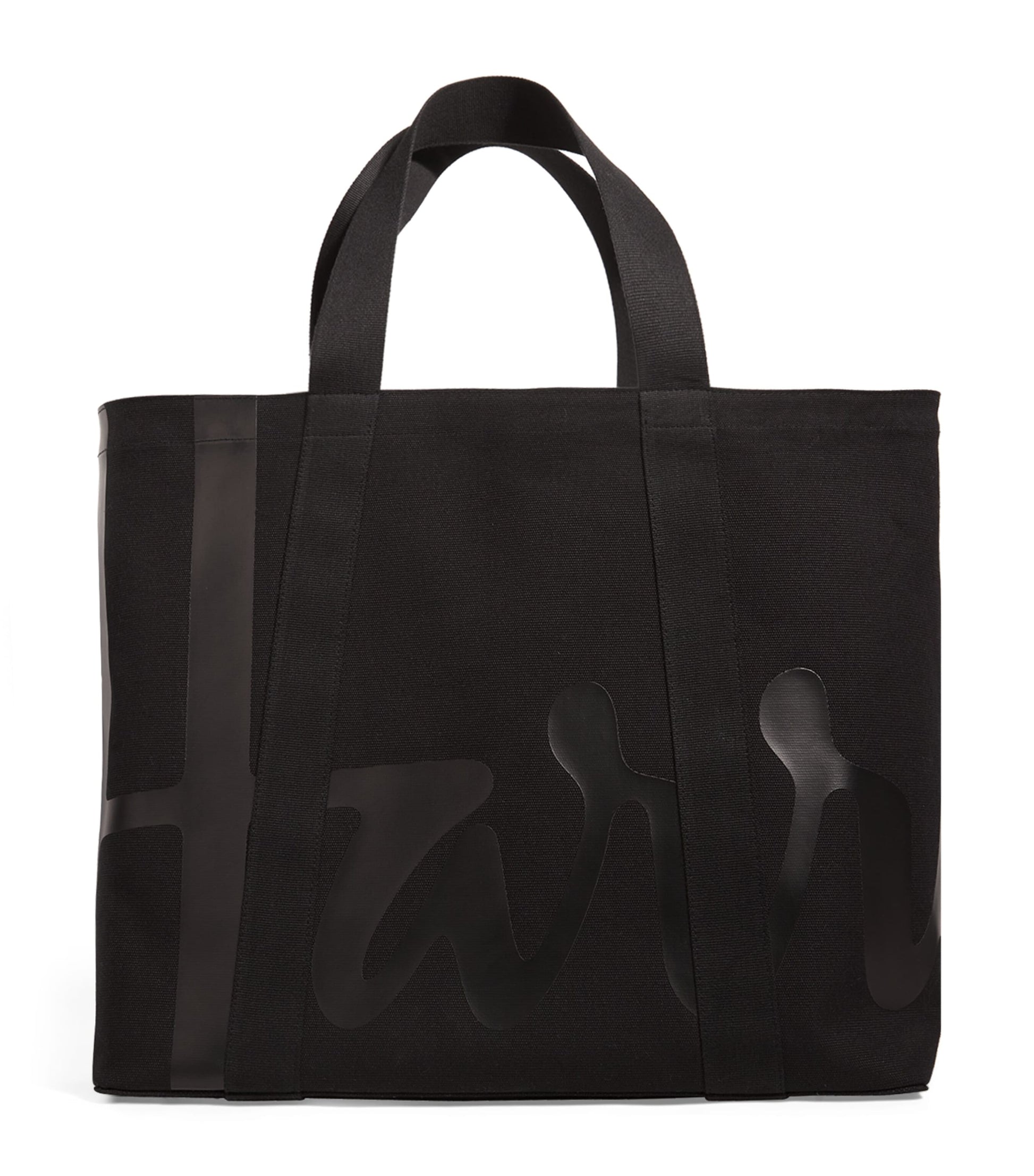 Harrods Black Large Cotton Logo Tote Bag