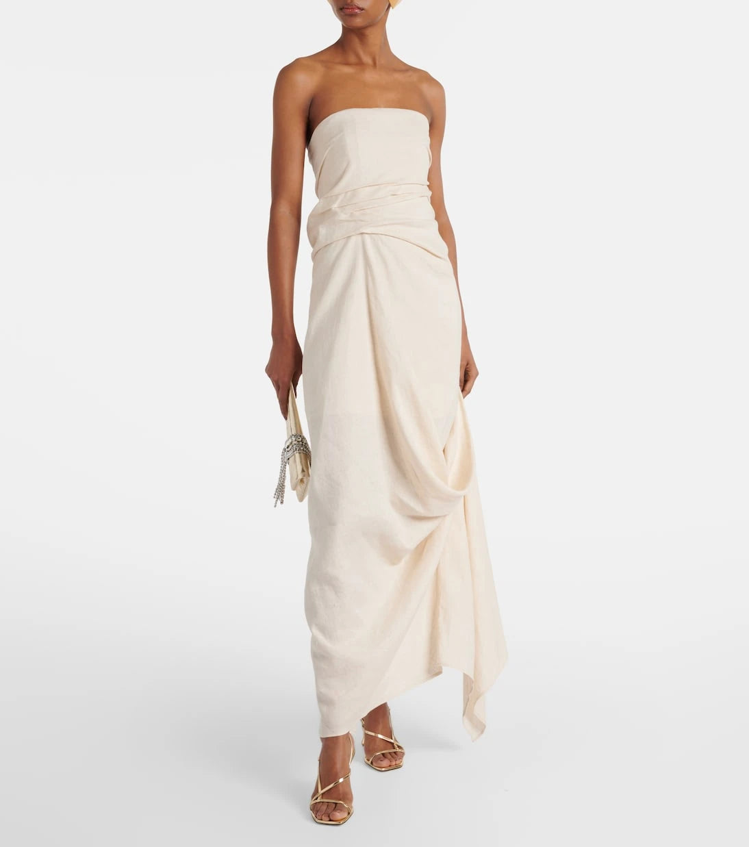 Staud - Caravaggio draped linen maxi dress