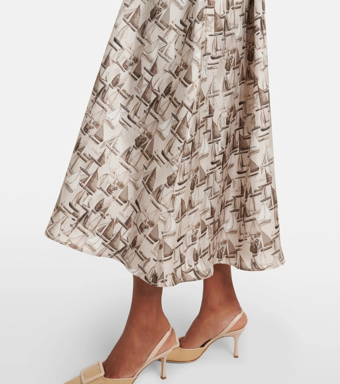 Max Mara - Printed tie-neck silk twill midi dress