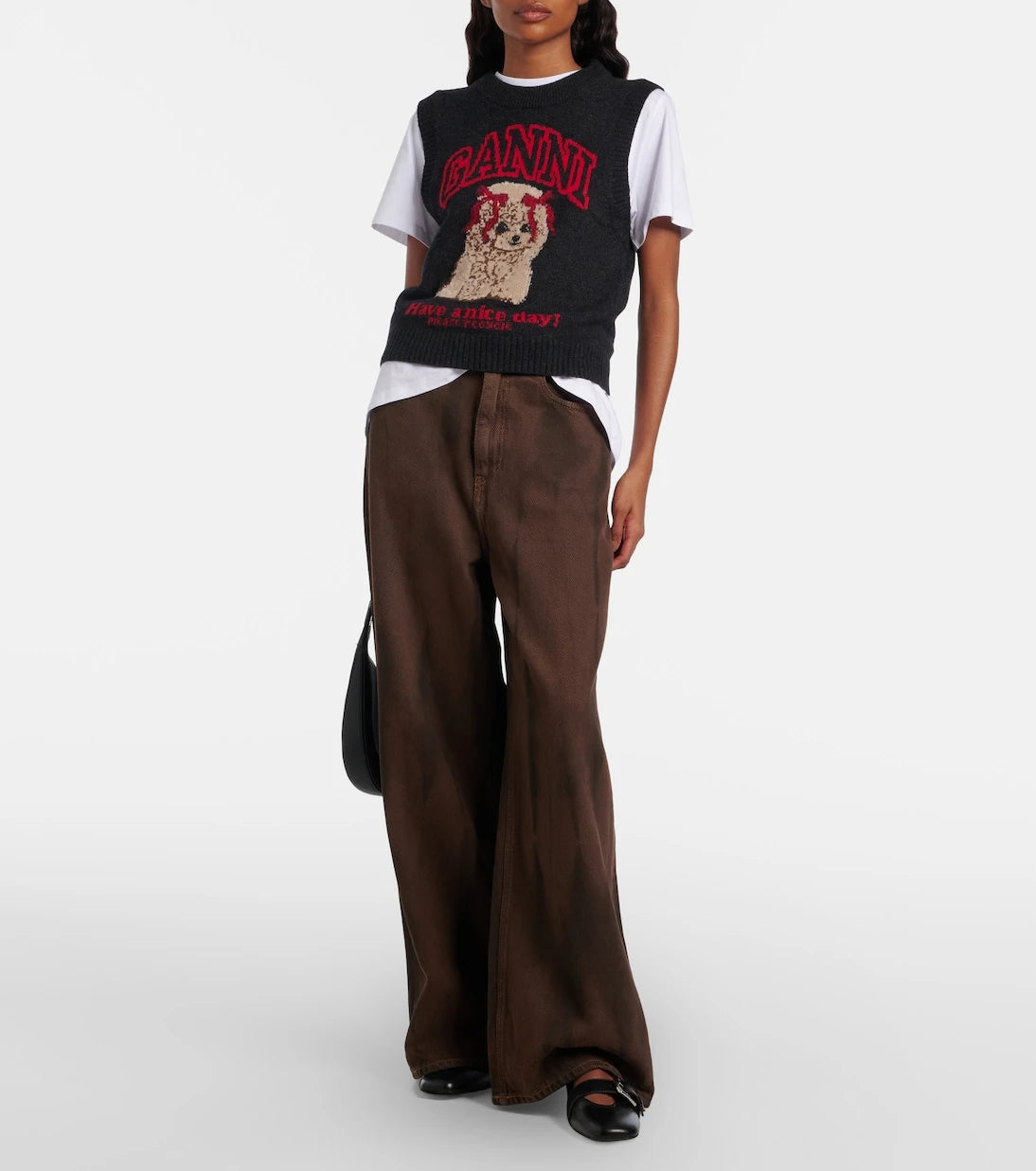 Ganni - Printed wool-blend vest