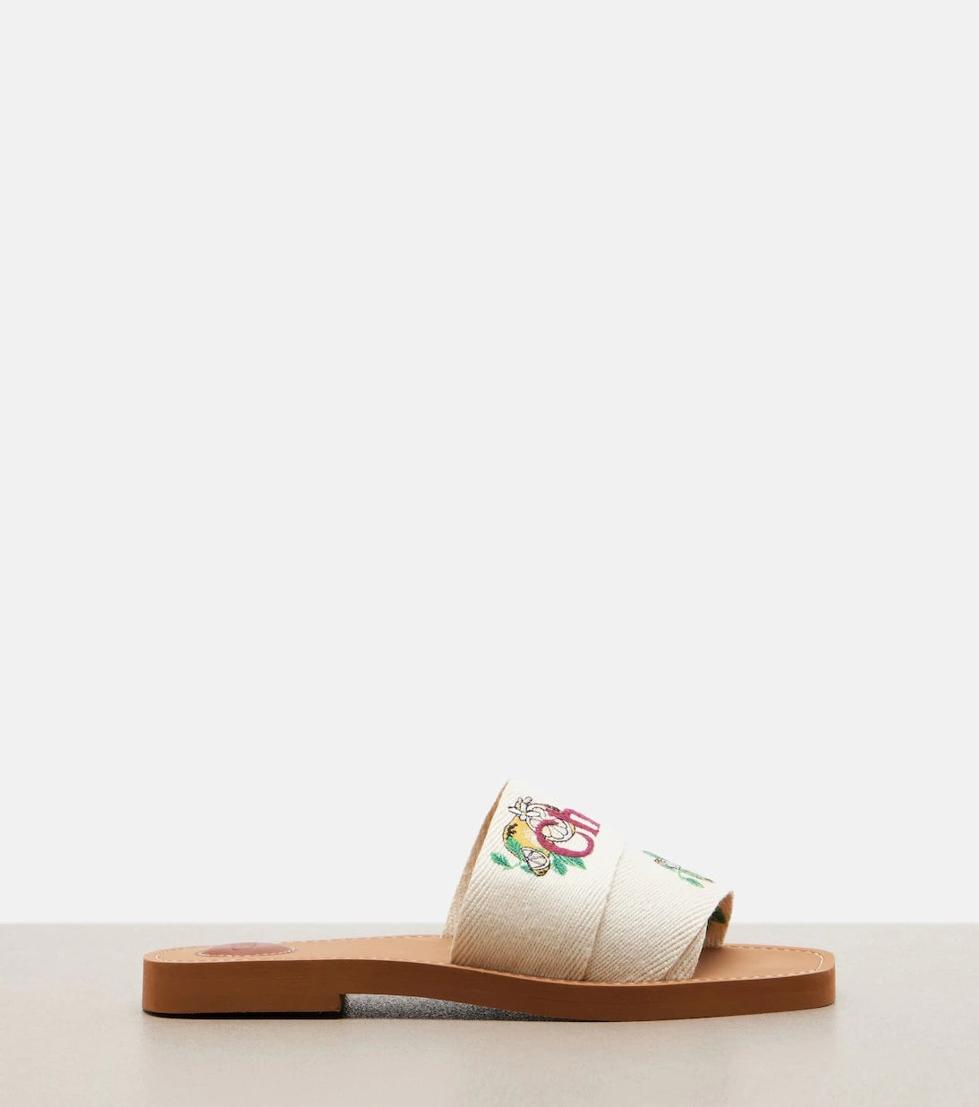 Chloé - Woody embroidered linen slides