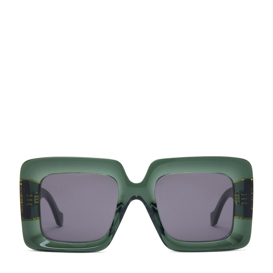 Green Bevelled Square Sunglasses
