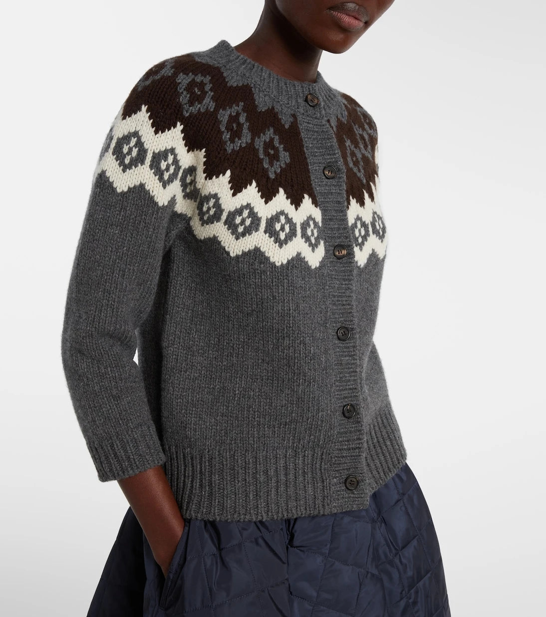Prada - Intarsia wool and cashmere cardigan