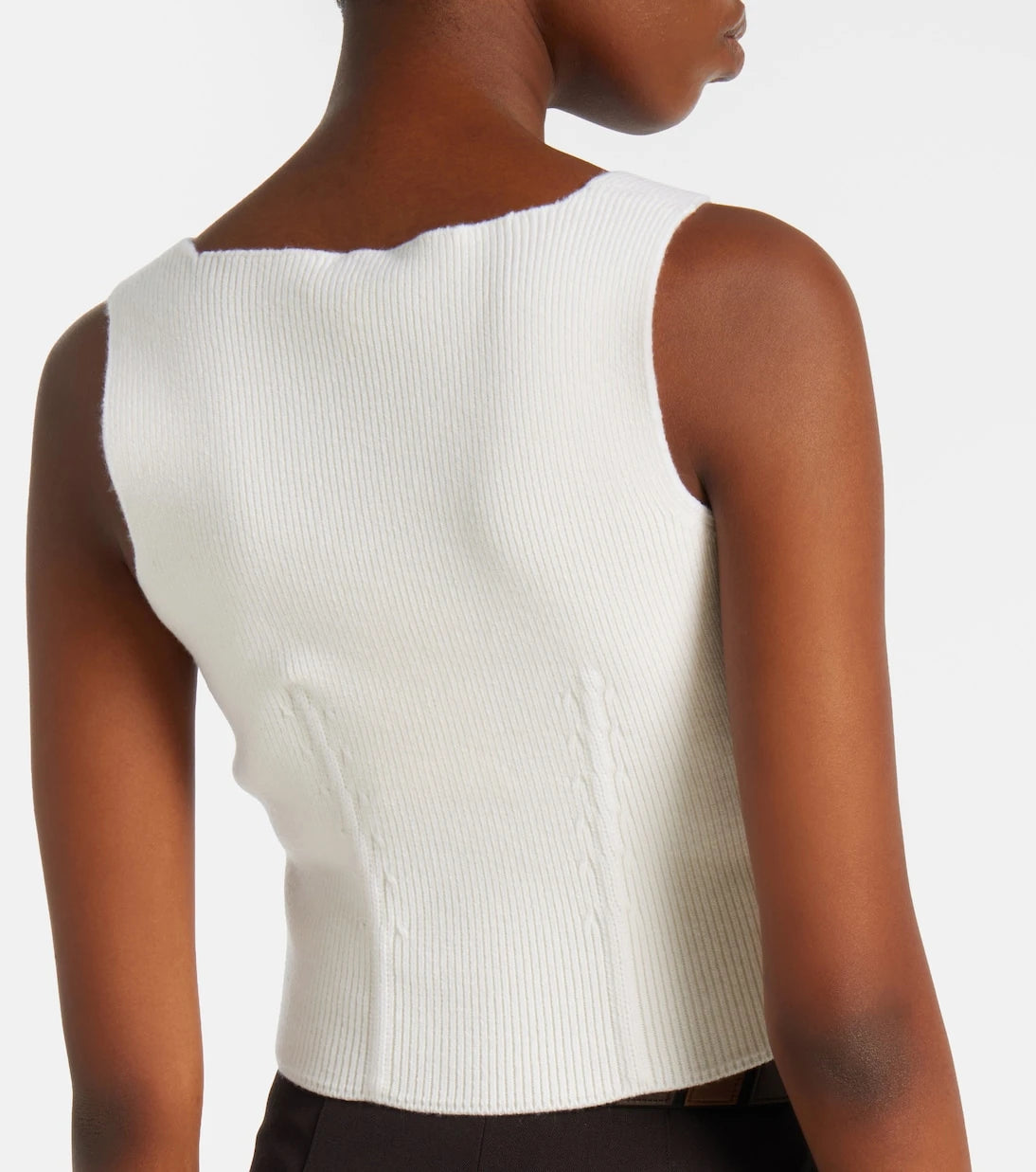 Alaïa - Ribbed-knit wool-blend bustier