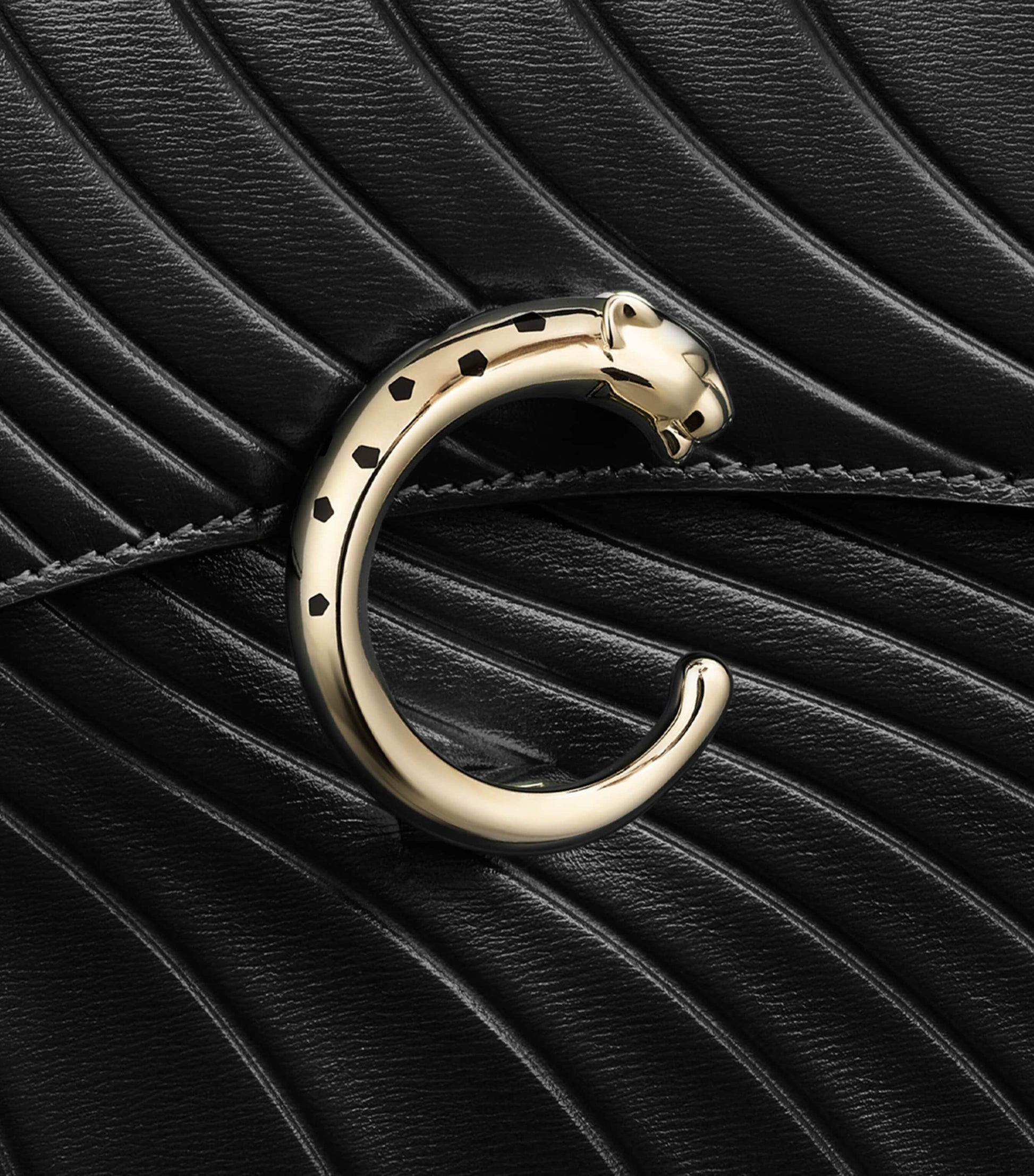 Cartier Black Small Leather Panthère De Cartier Top-Handle Bag