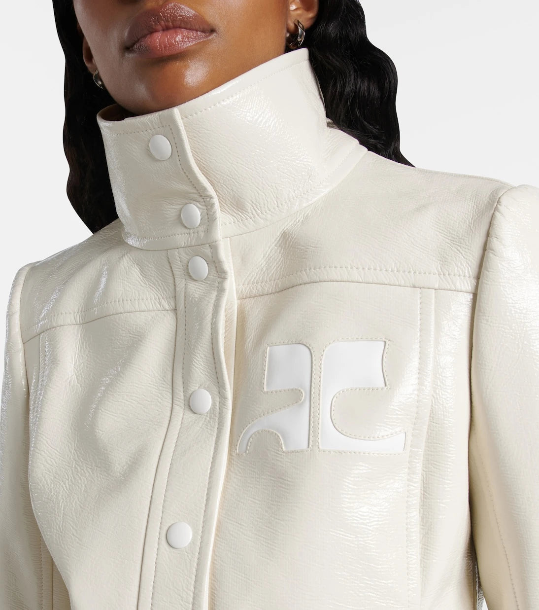 Courrèges - Logo faux leather jacket