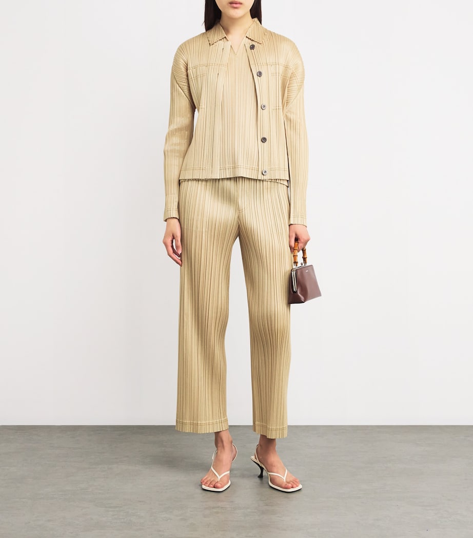 Pleated Cotton Denim Jacket