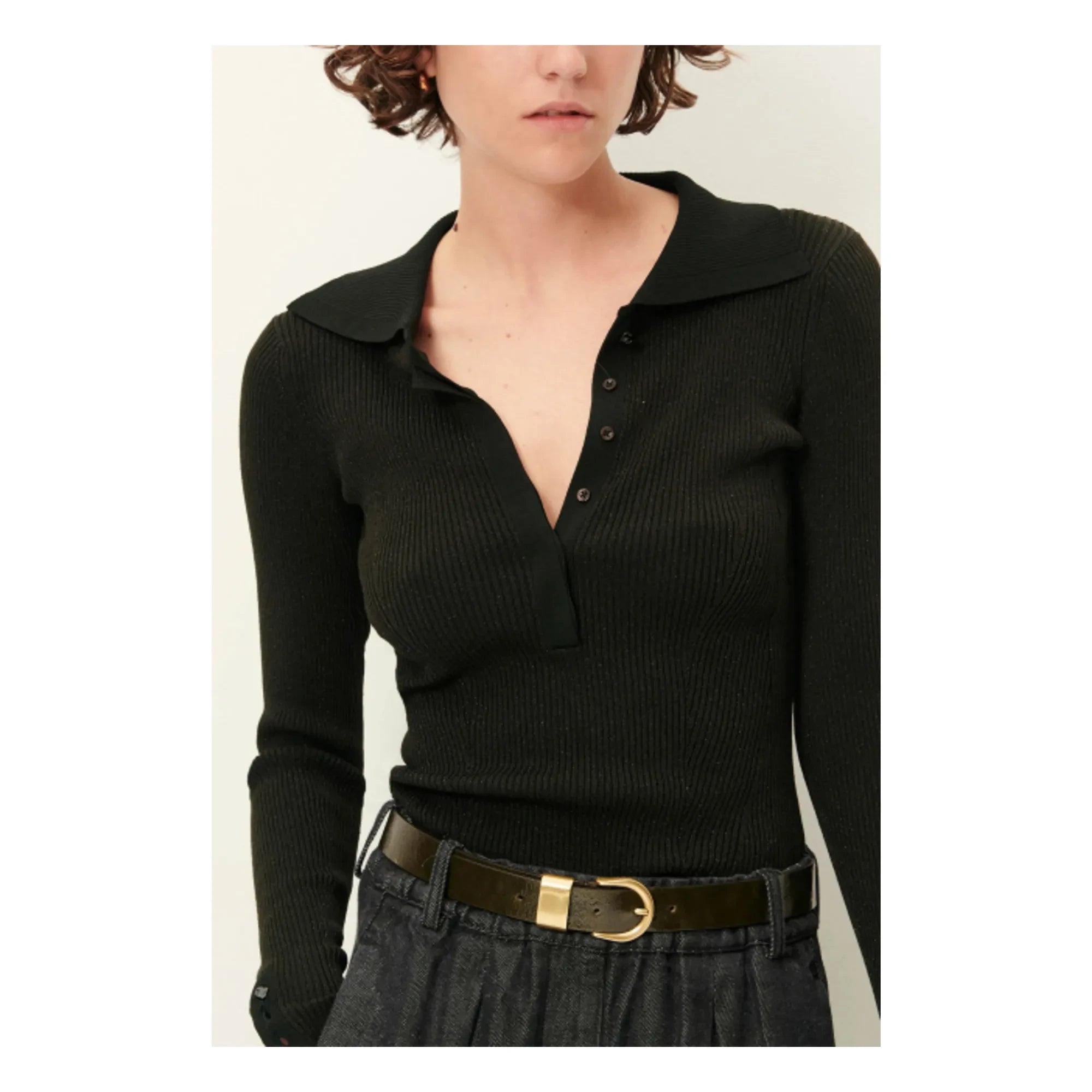 Sessùn - Lykke Metallic Polo Sweater | Midnight blue