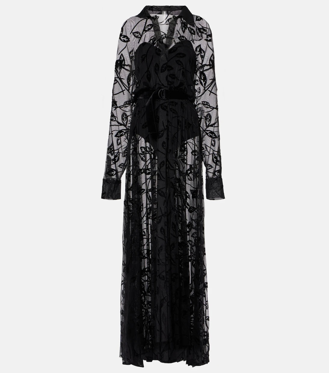 Norma Kamali - Sheer floral mesh maxi dress