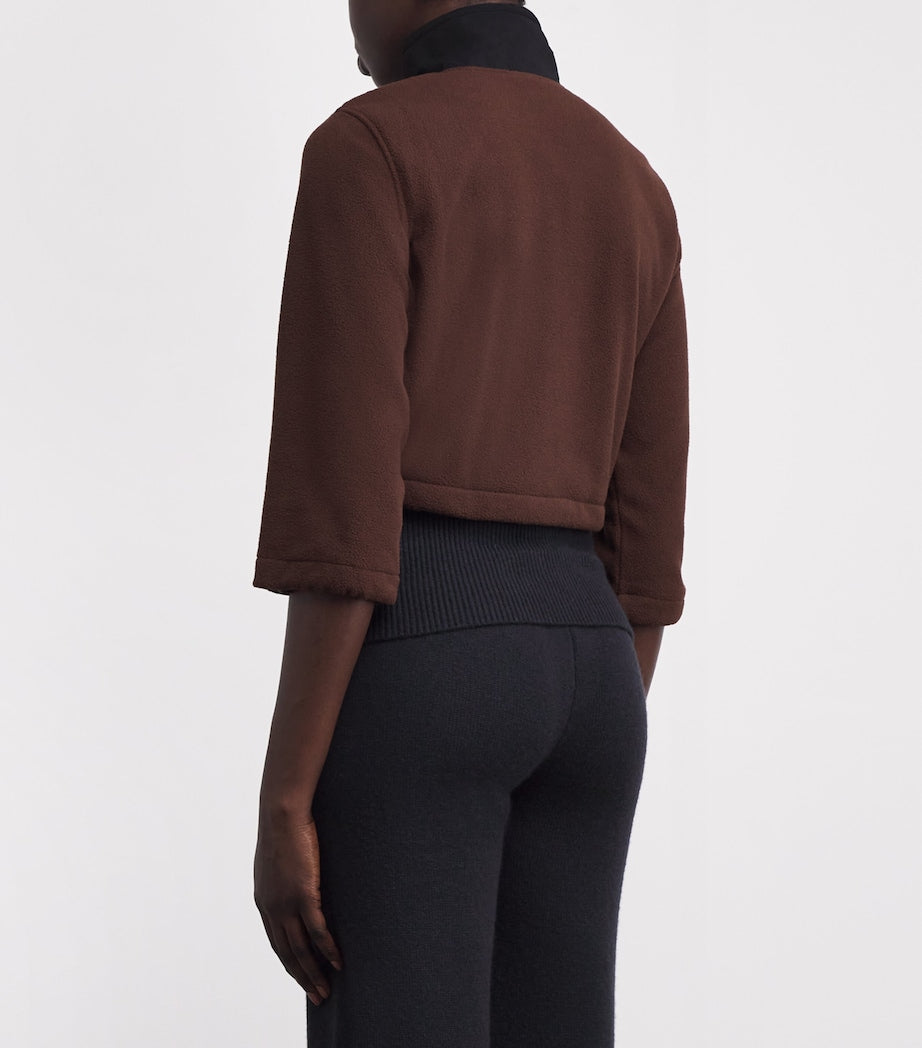 Skims Brown Fleece Zip-Up Cropped Sweatshirt