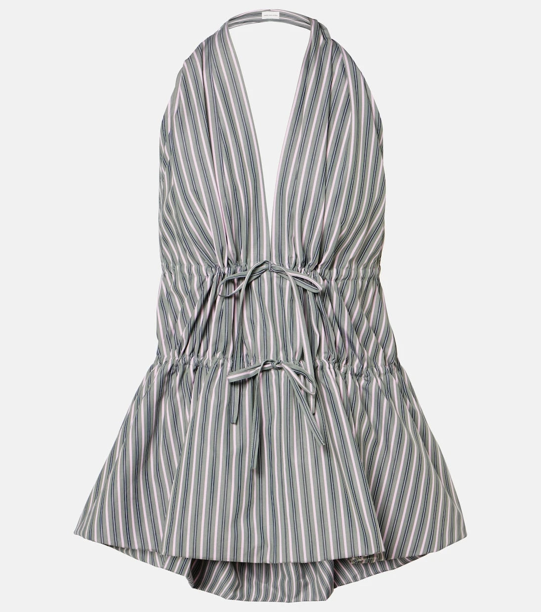 Dries Van Noten - توب قطني مخطط بياقة رسن