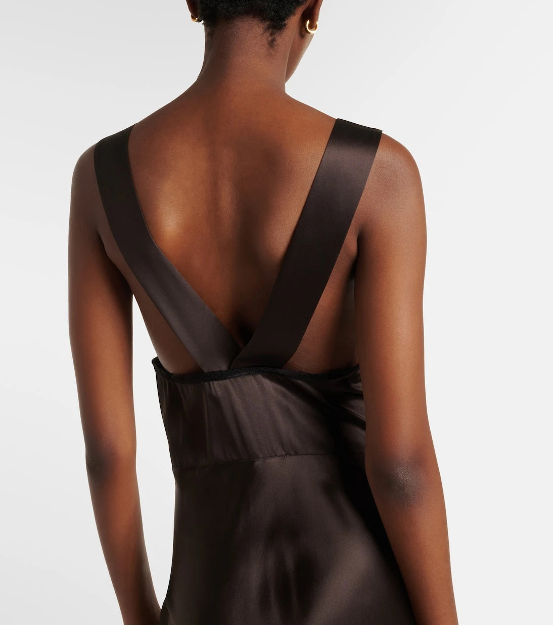 SIR - Lace-trimmed silk maxi dress