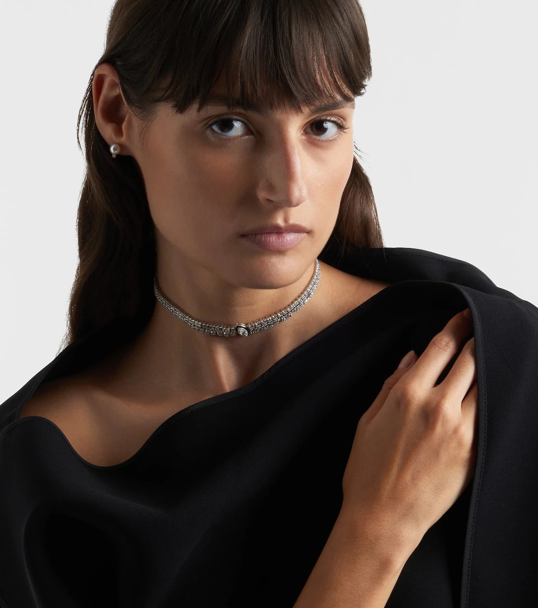 Kamyen - 18kt white gold and enamel choker with diamonds