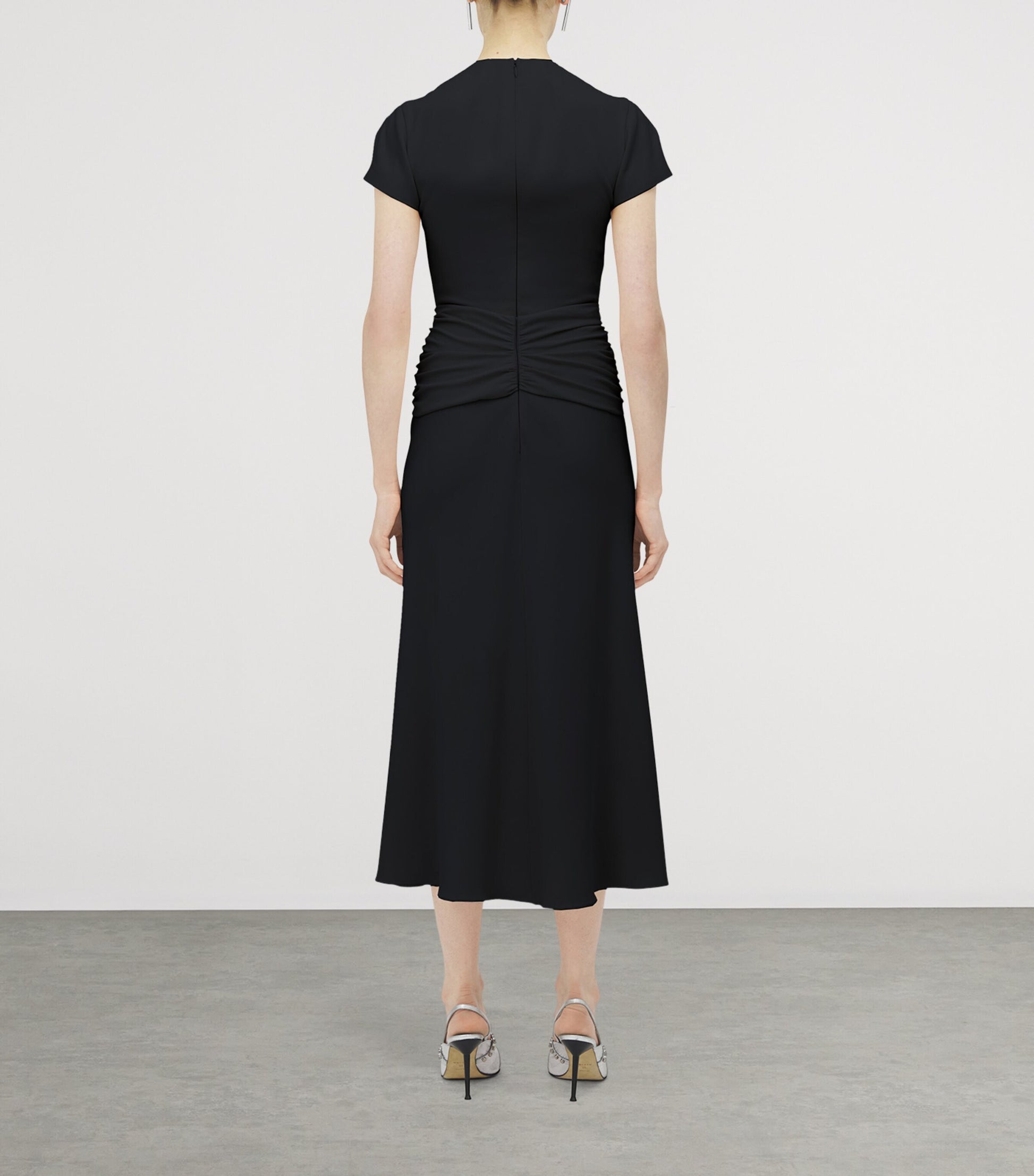 McQueen Black Knot-Waist Midi Dress