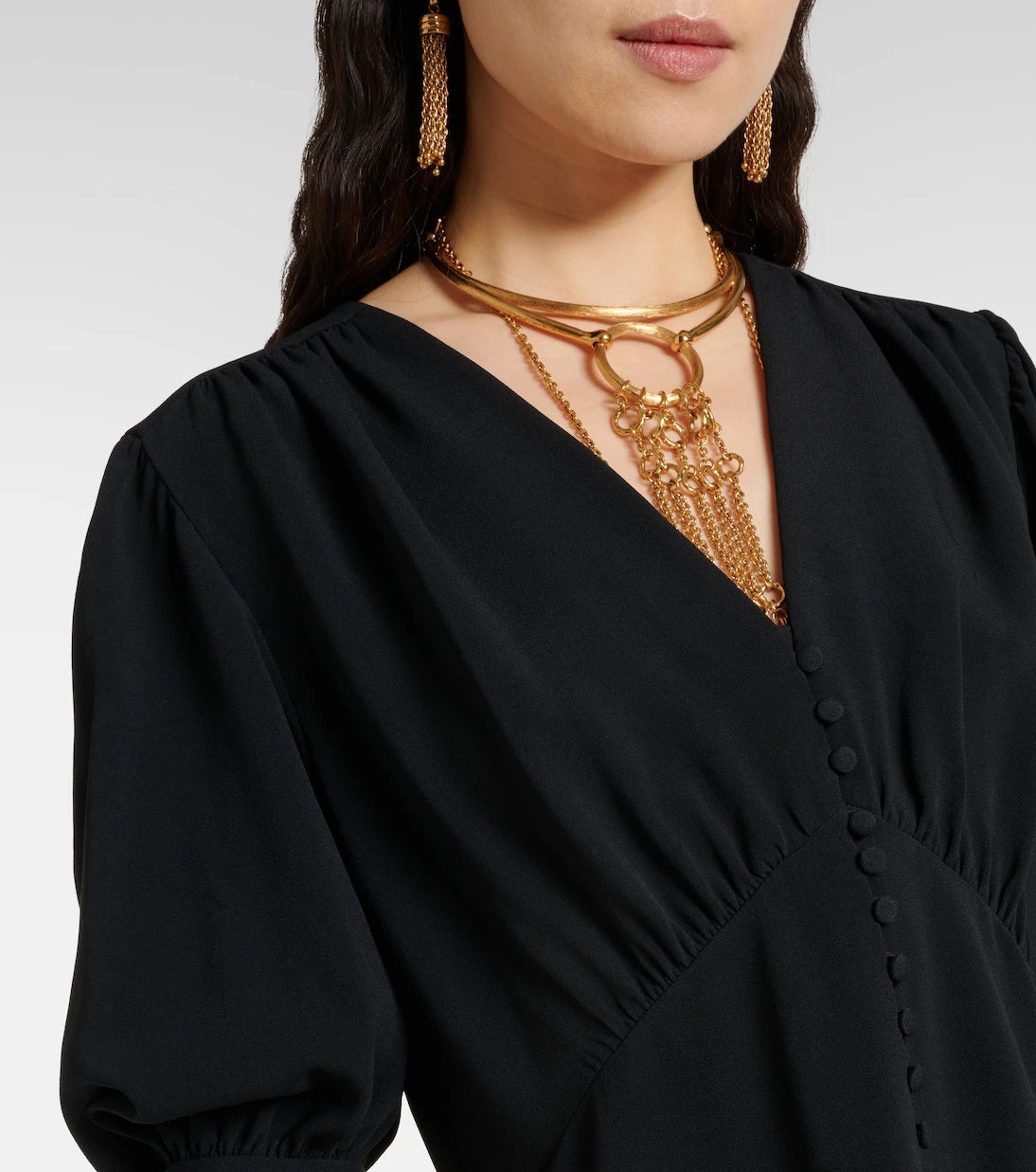 Chloé - Balloon-sleeve crêpe minidress