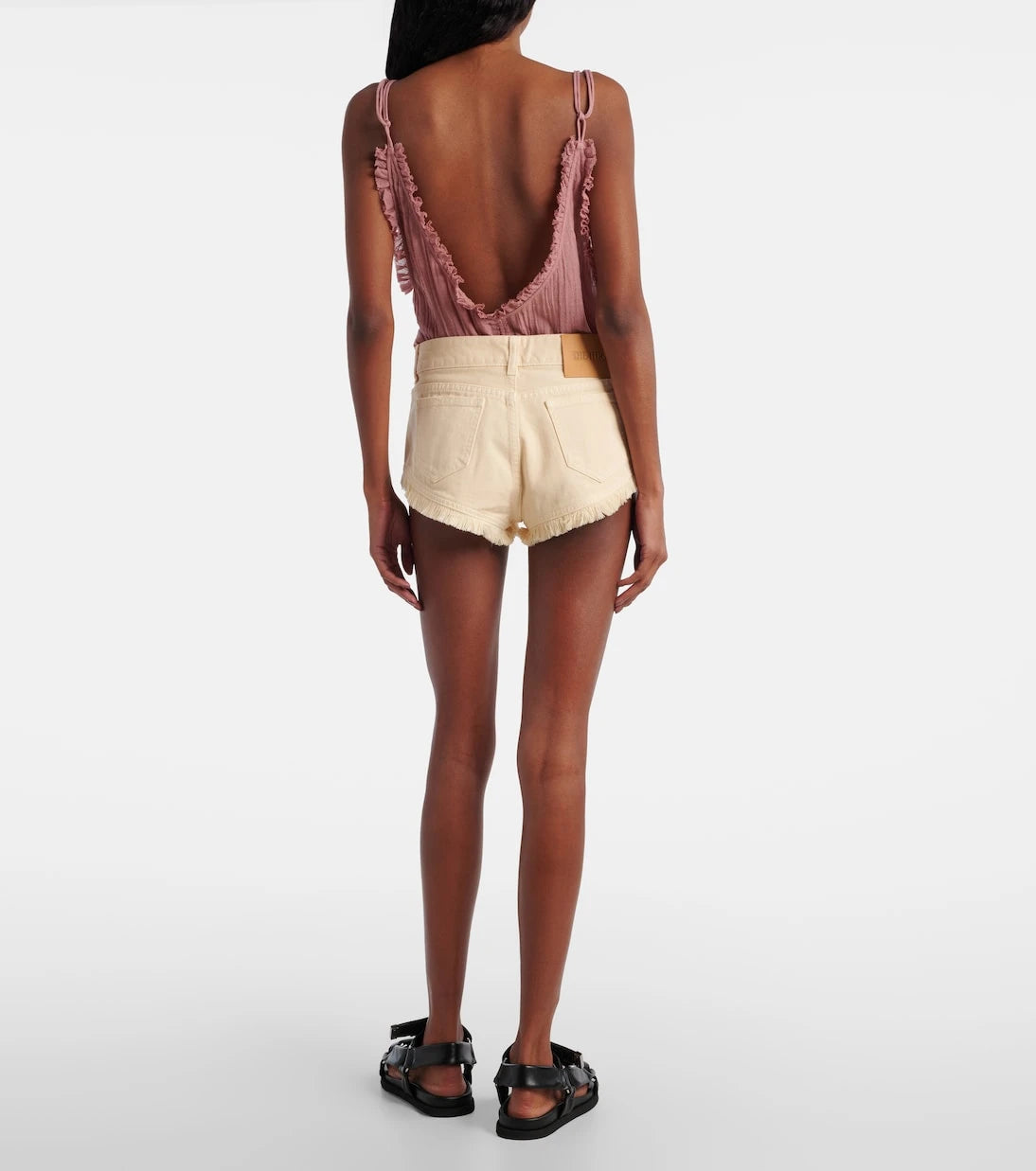 The Attico - Fringed cotton canvas shorts