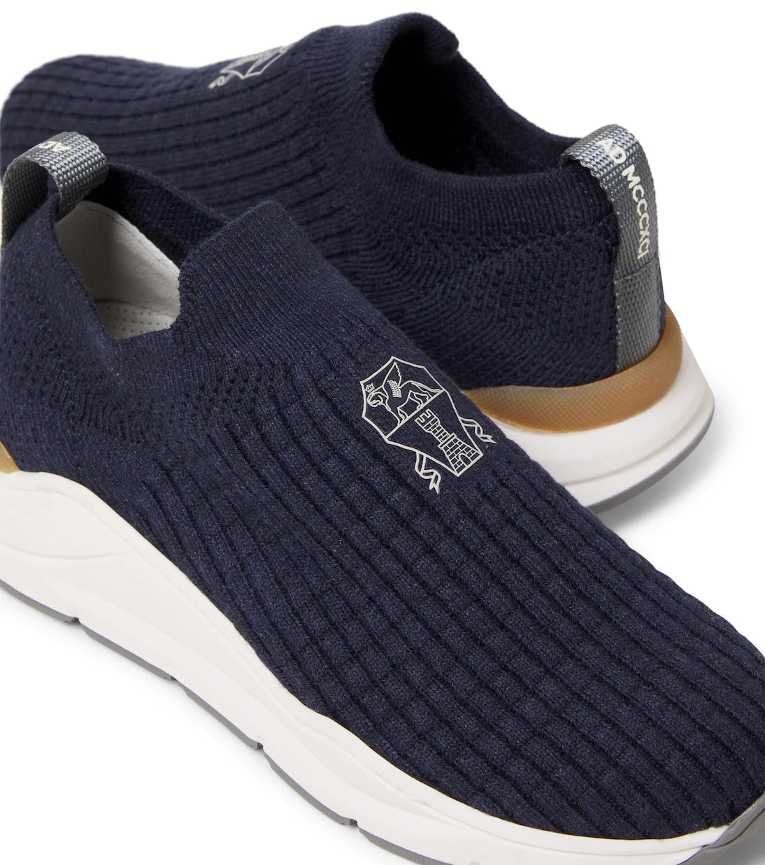 Brunello Cucinelli Kids - Logo knitted slip-on sneakers