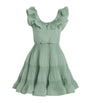 Zimmermann Green Pleated Frill Mini Dress