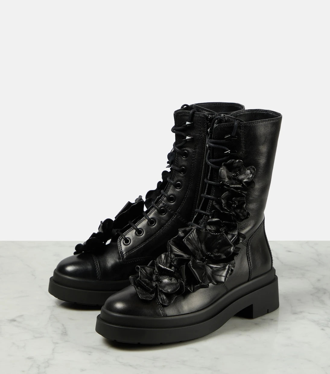 Jimmy Choo - Nari Flowers leather combat boots