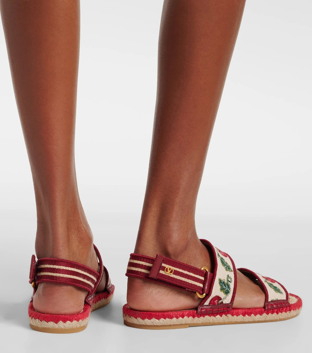 Valentino Garavani - Leather-trimmed espadrille sandals