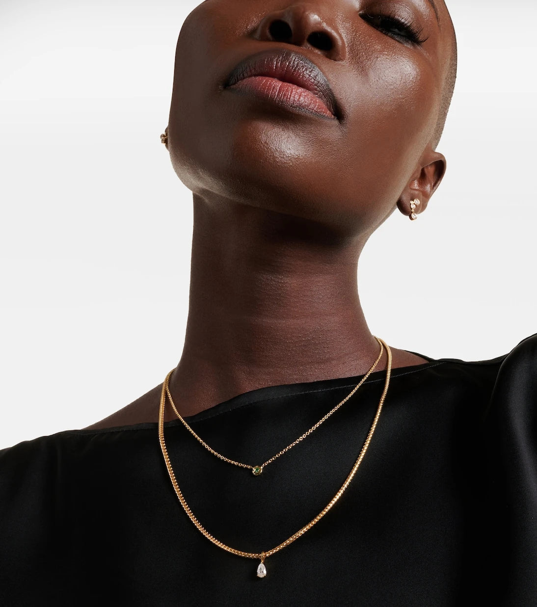 Octavia Elizabeth - Nesting Gem 18kt gold necklace with emerald