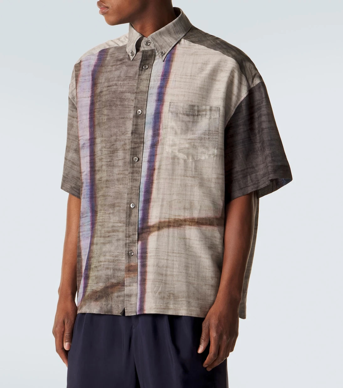 Giorgio Armani - Printed cotton and silk bowling shirt