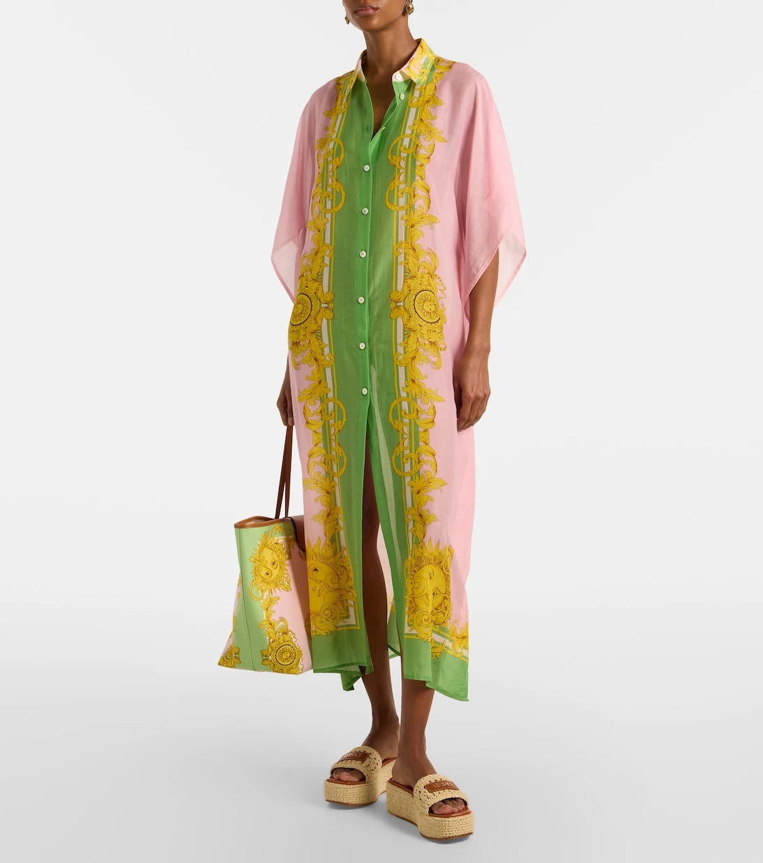 Versace - Printed cotton and silk voile kaftan