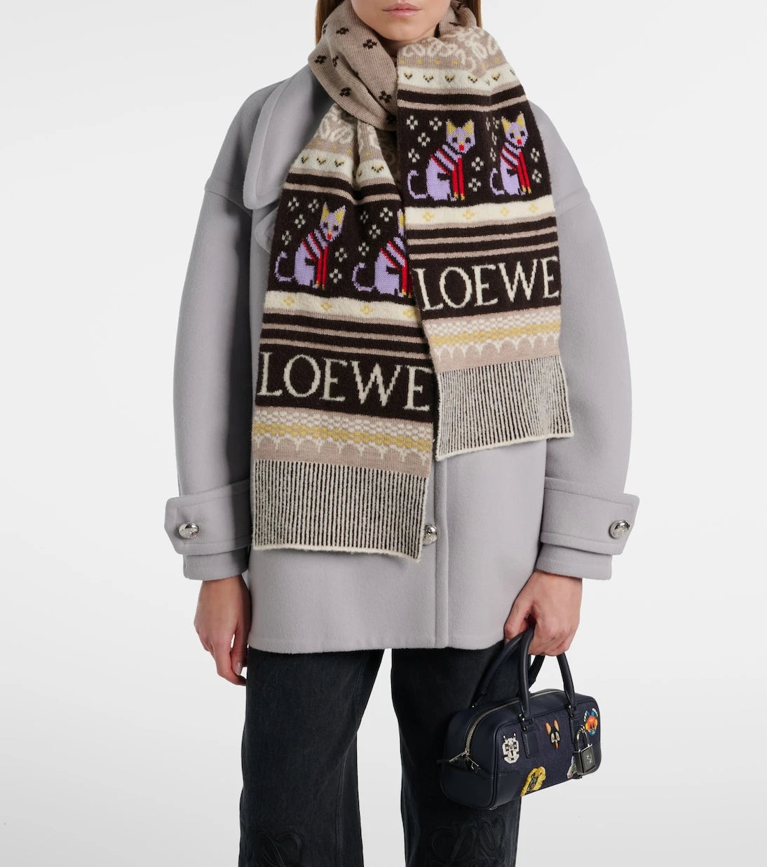 Loewe - x Louis Wain Fair Isle wool-blend scarf