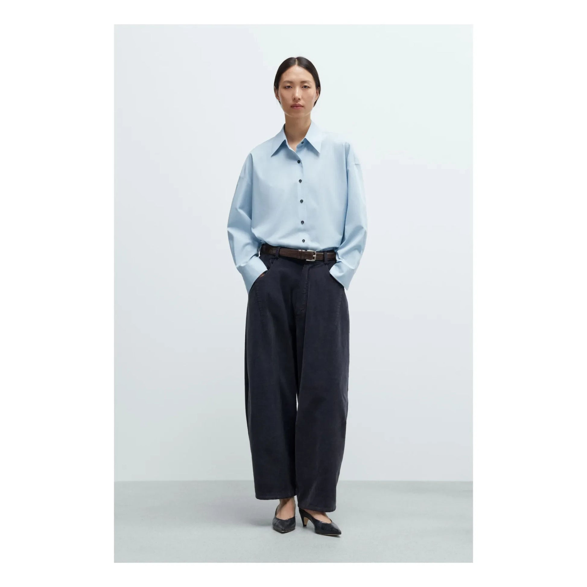 Cordera - Cotton Oversized Shirt | Light blue