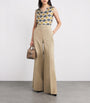 Max Mara Beige Stretch-Cotton Wide-Leg Trousers