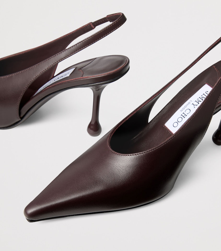 Jimmy Choo Burgundy Isa 80 Leather Slingback Pumps