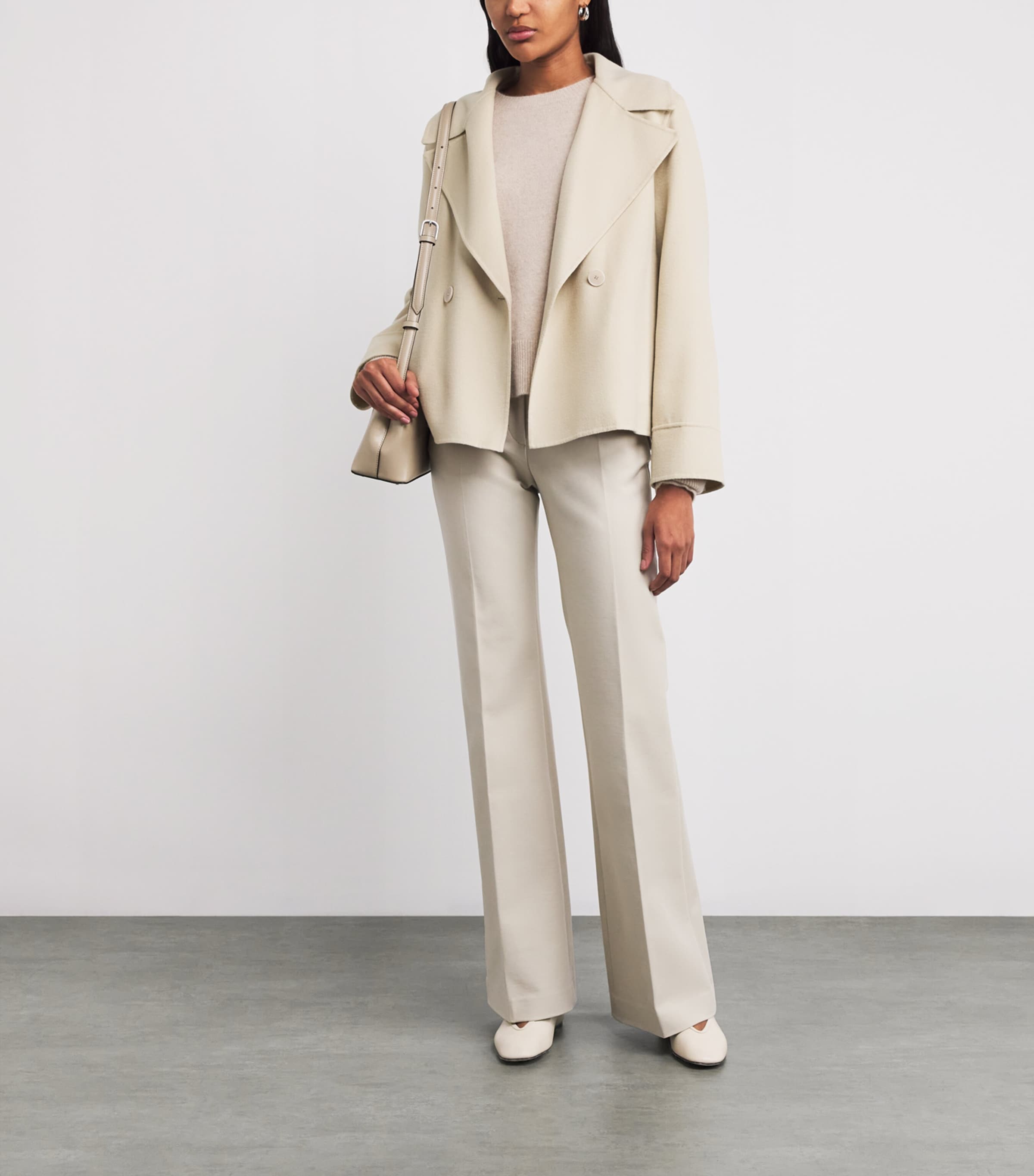 Beige Wool-Silk Rollet Jacket