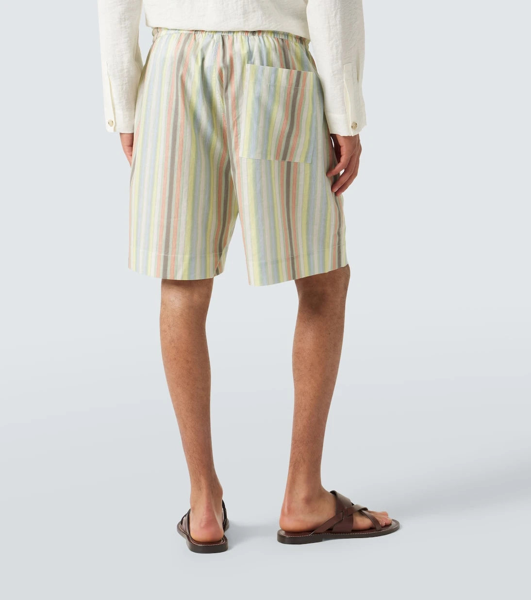 Commas - Striped hemp and cotton Bermuda shorts